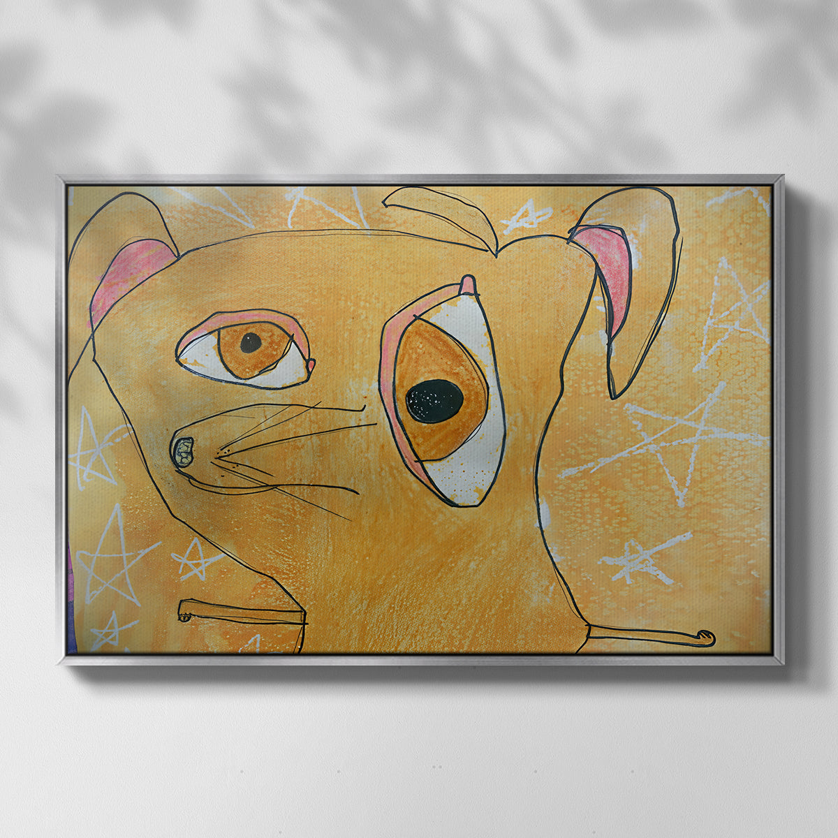 Cubist Dog with Stars (Student Art) - Floater Framed Canvas Print
