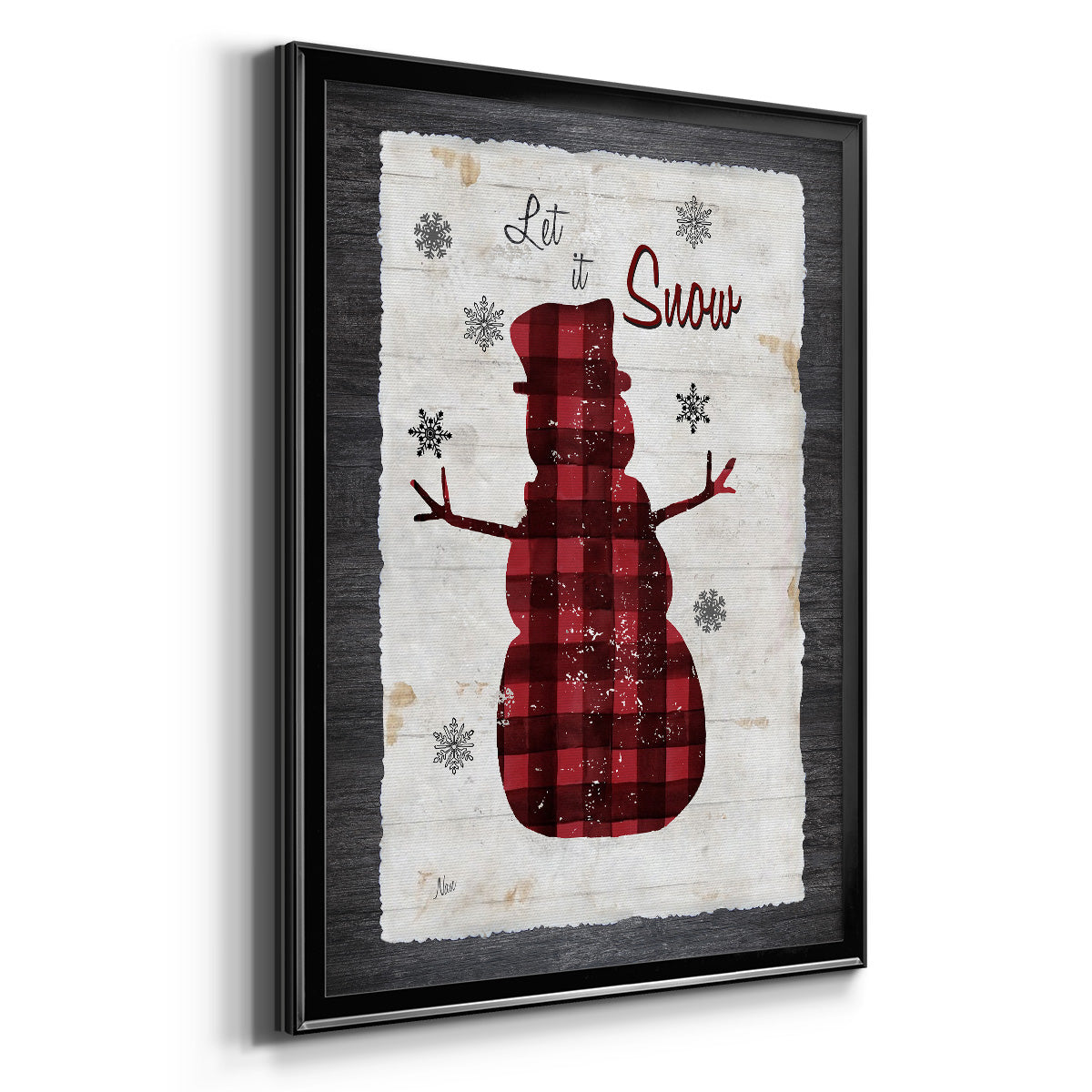 Checkered Snowman I - Modern Framed Canvas Print