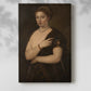 Canvas art print of a refined figure with warm tones and gentle expression with a soft shadow on a white background.