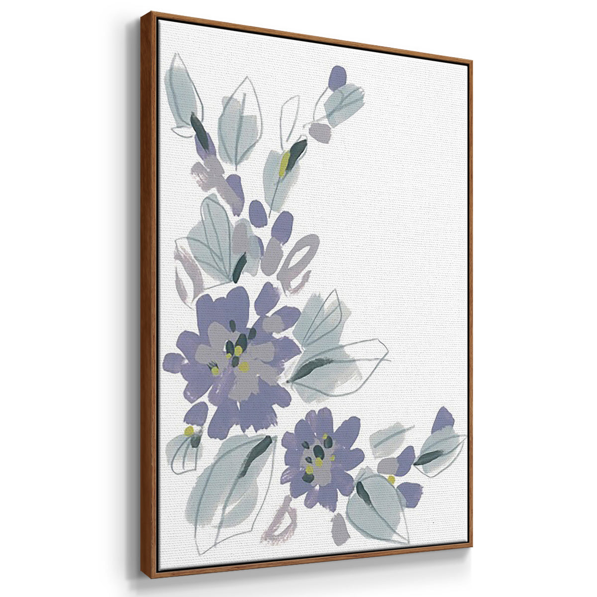 Periwinkle Patch I - Framed Premium Gallery Wrapped Canvas L Frame 3 Piece Set - Ready to Hang