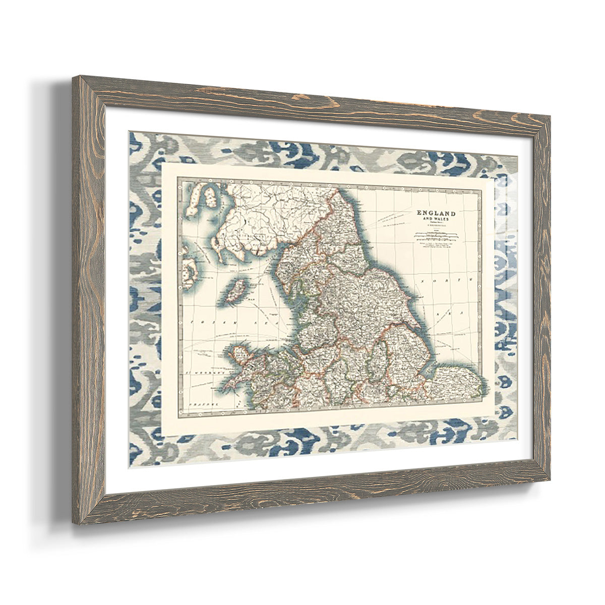 Bordered Map of England & Wales-Premium Framed Print - Ready to Hang