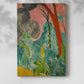 Canvas art print of a bold landscape with dense plant life and vivid tones with a soft shadow on a white background.