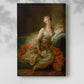 Canvas art print of a decorative scene with flowing garments and warm tones with a soft shadow on a white background.