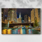 Chicago River at Night V - Gallery Wrapped Canvas