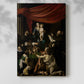Canvas art print of a religious composition with multiple figures in dramatic light with a soft shadow on a white background.