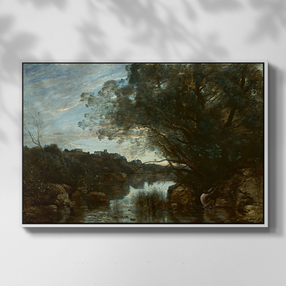 Souvenir of the Environs of Lake Nemi, 1865 - Floater Framed Canvas Print