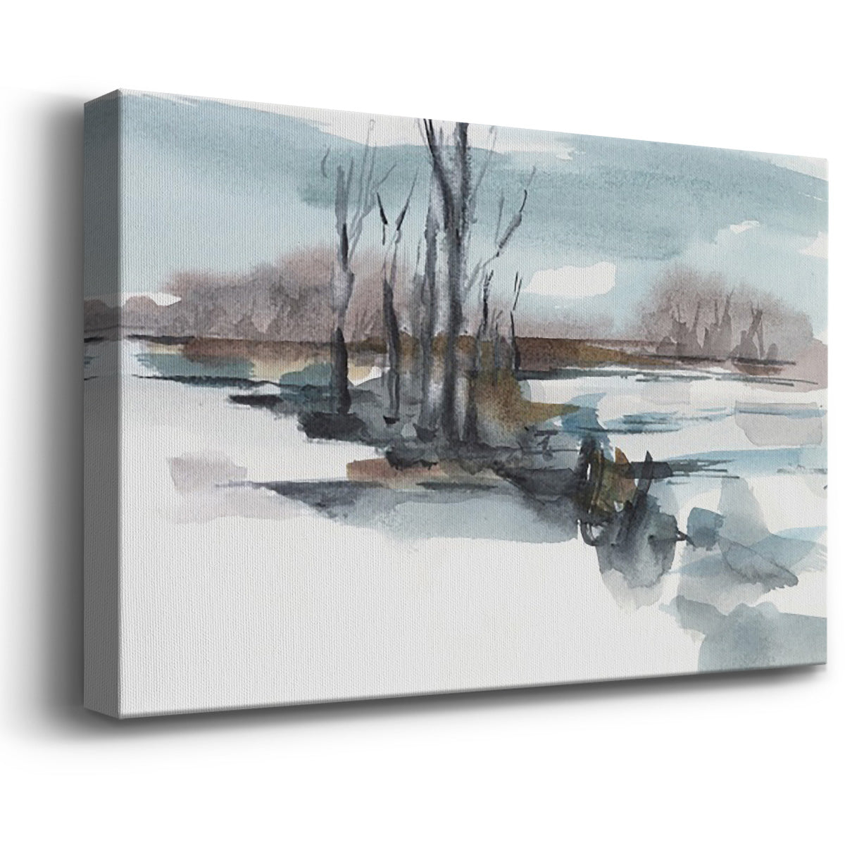 Winter Stream Watercolor II - Canvas Art Print