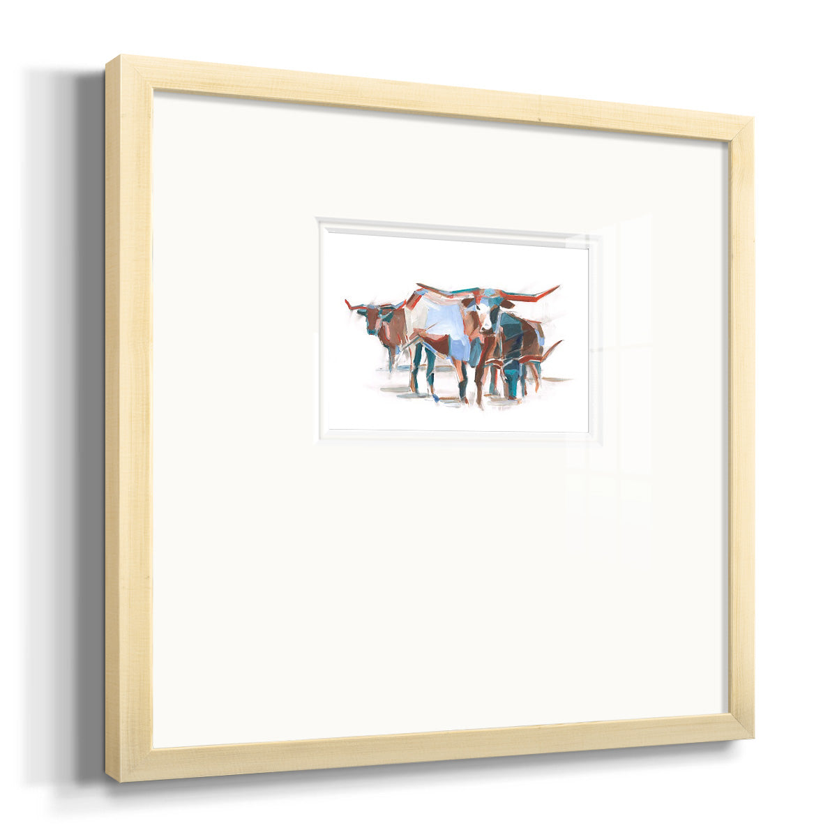 Modern Longhorns II Premium Framed Print Double Matboard