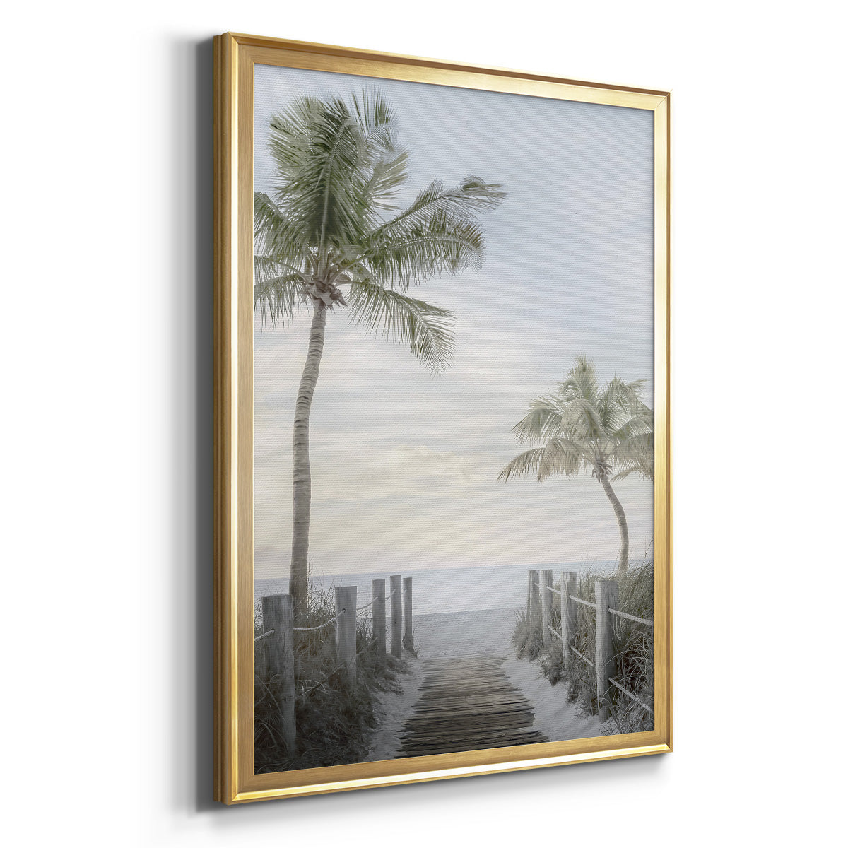 Palm Walk - Modern Framed Canvas Print