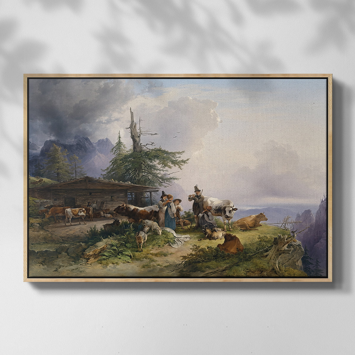 An Alpine Farm on the Untersberg, 1835 - Floater Framed Canvas Print