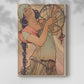 Canvas art print of a stylized female figure surrounded by intricate floral patterns with a soft shadow on a white background.