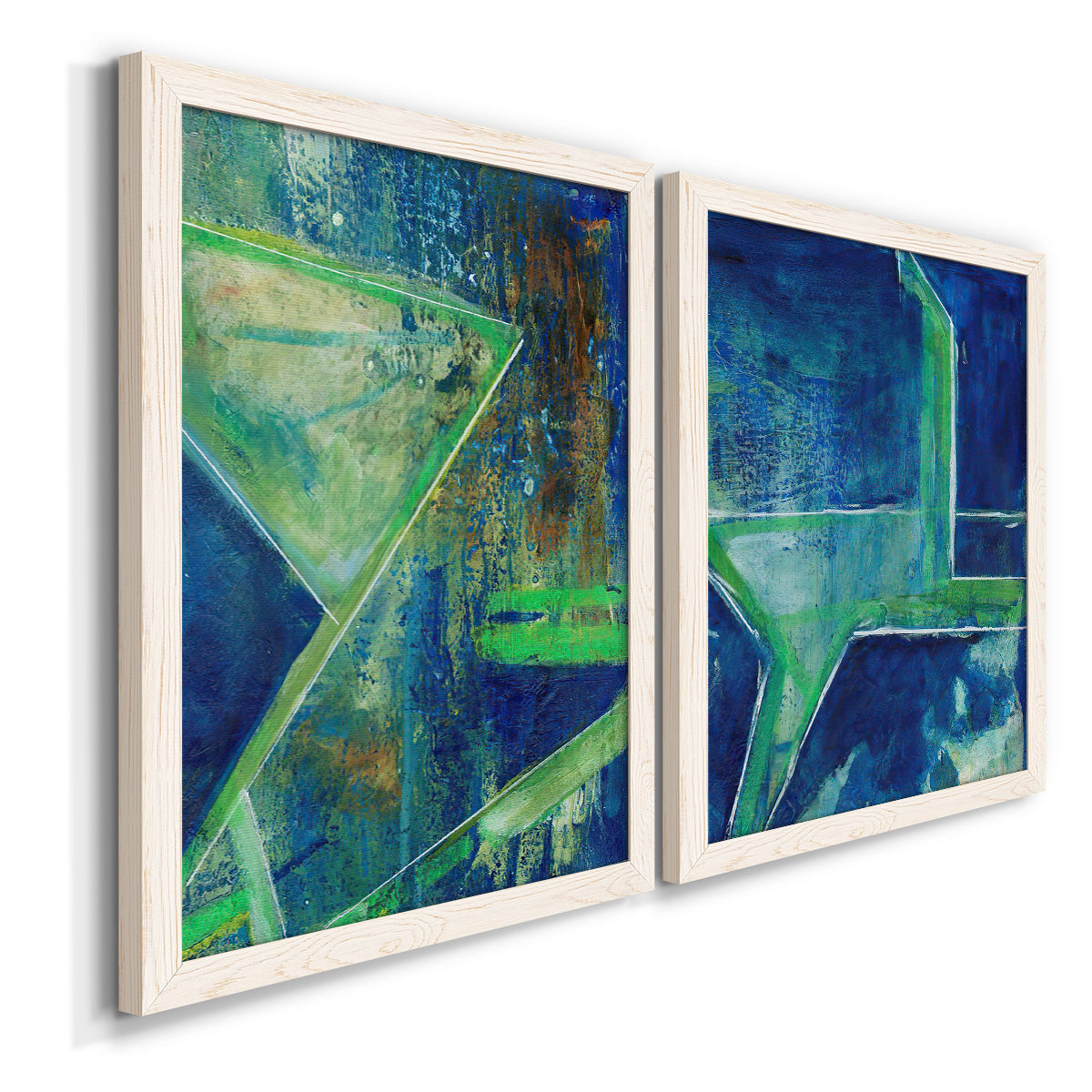 Geometric in Cool VII - Premium Framed Canvas 2 Piece Set - Ready to Hang