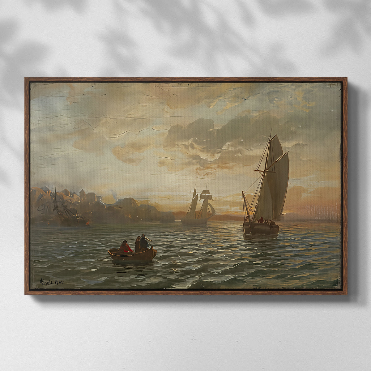 View from the Oslofjord, 1866 - Floater Framed Canvas Print