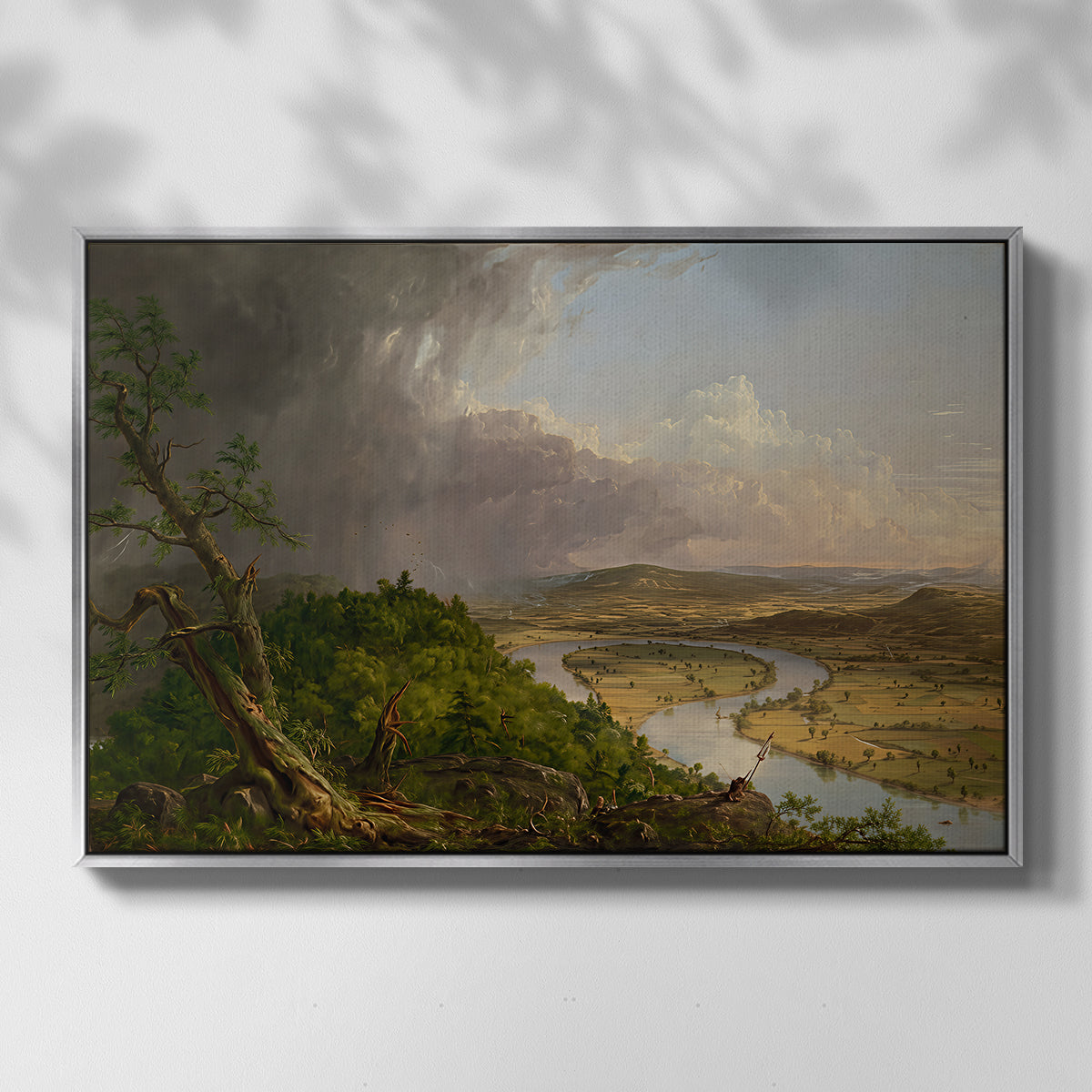 View from Mount Holyoke, Northampton, Massachusetts, after a Thunderstorm (Oxbow), 1836 - Floater Framed Canvas Print