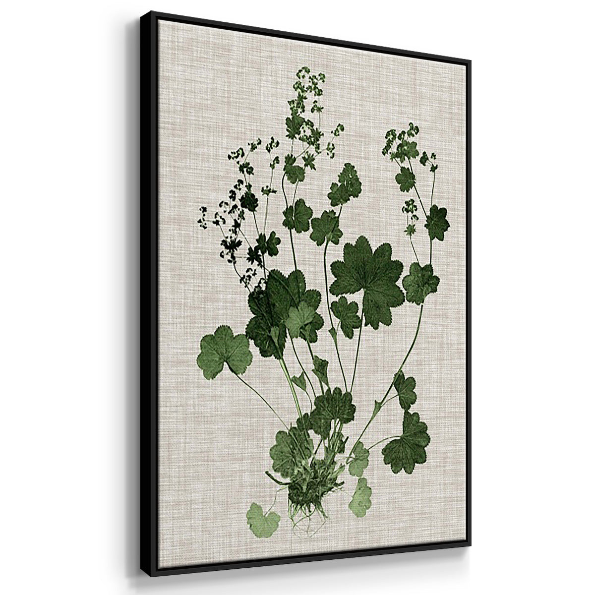 Forest Foliage on Linen I - Framed Premium Gallery Wrapped Canvas L Frame 3 Piece Set - Ready to Hang