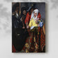 Canvas art print of a dramatic composition with multiple figures and contrast with a soft shadow on a white background.