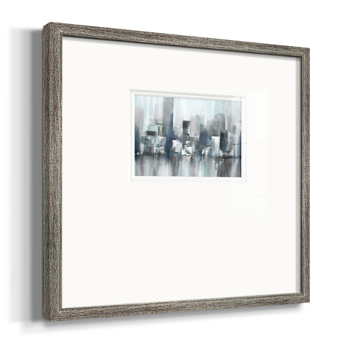 Cityscape in Blues Premium Framed Print Double Matboard