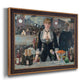 Iconic impressionist café bar scene by Édouard Manet printed on canvas in an ornate bronzed mahogany wood frame.