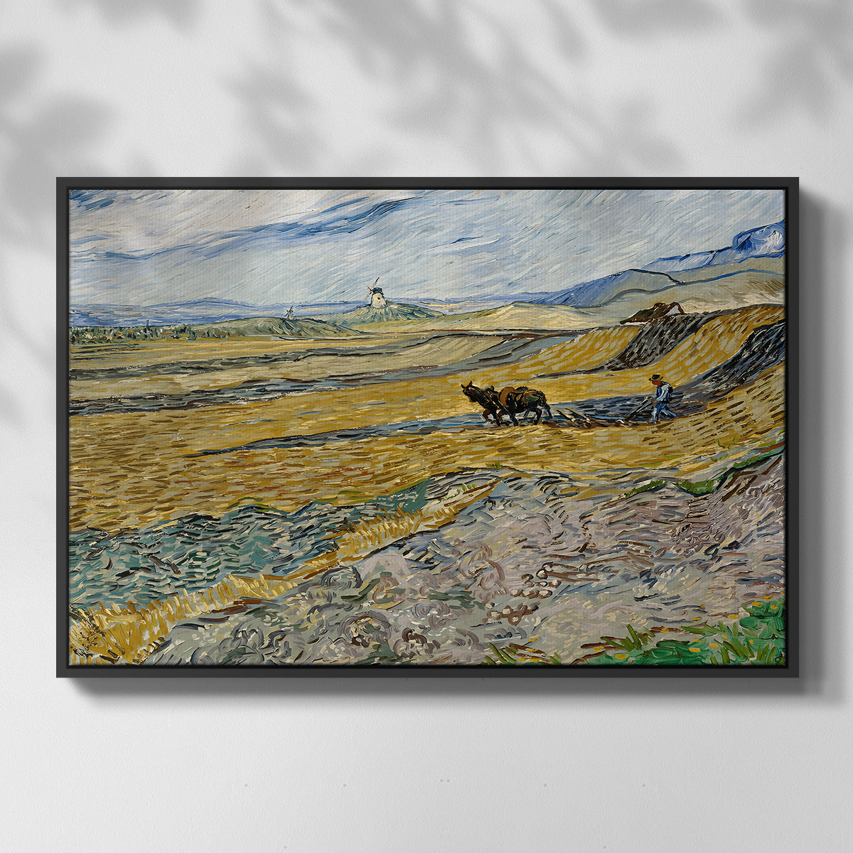 Enclosed Field with Ploughman, 1889 - Floater Framed Canvas Print
