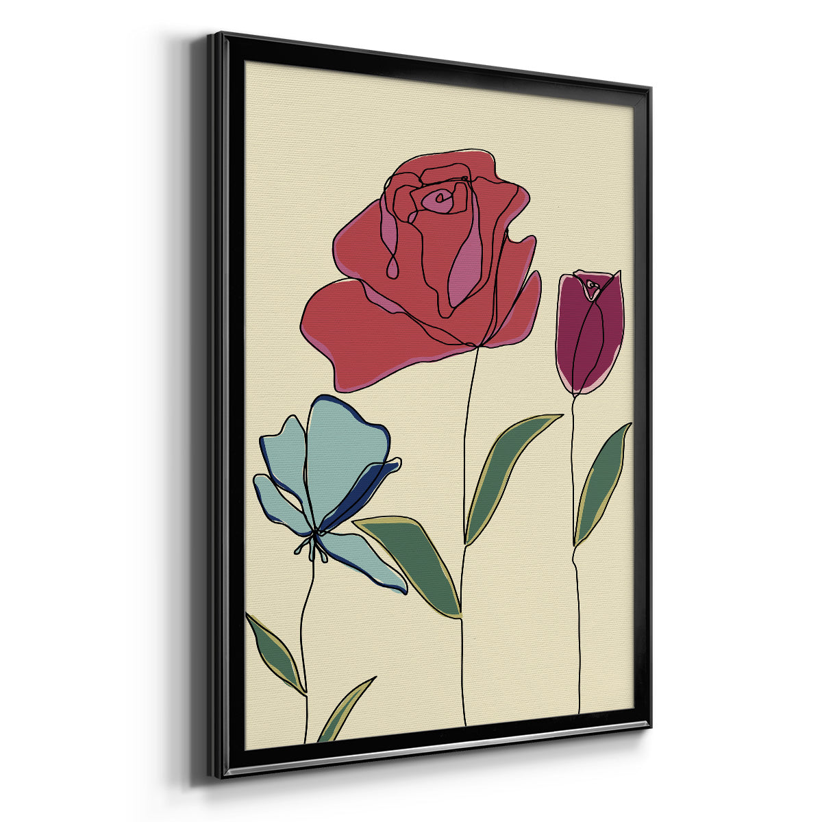 Colored Floral I - Modern Framed Canvas Print