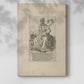 Canvas art print of a classical figure with etched lines and simple composition with a soft shadow on a white background.