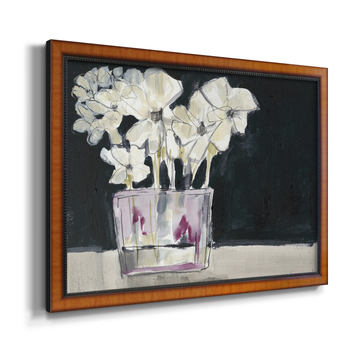 White Flowers in Fuchsia II Premium Framed Canvas- Ready to Hang