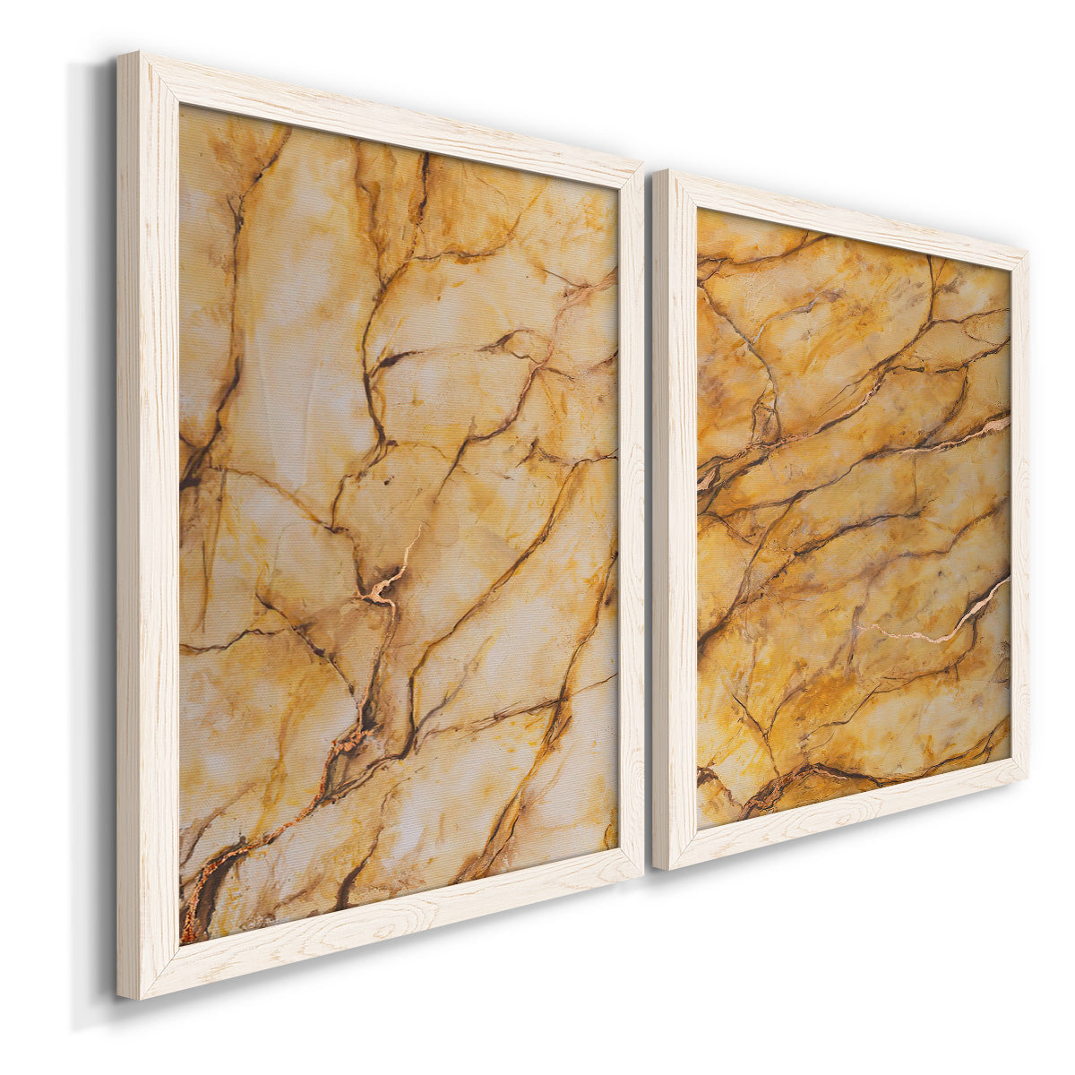 Yellow Marble I - Barnwood Framed Canvas Set