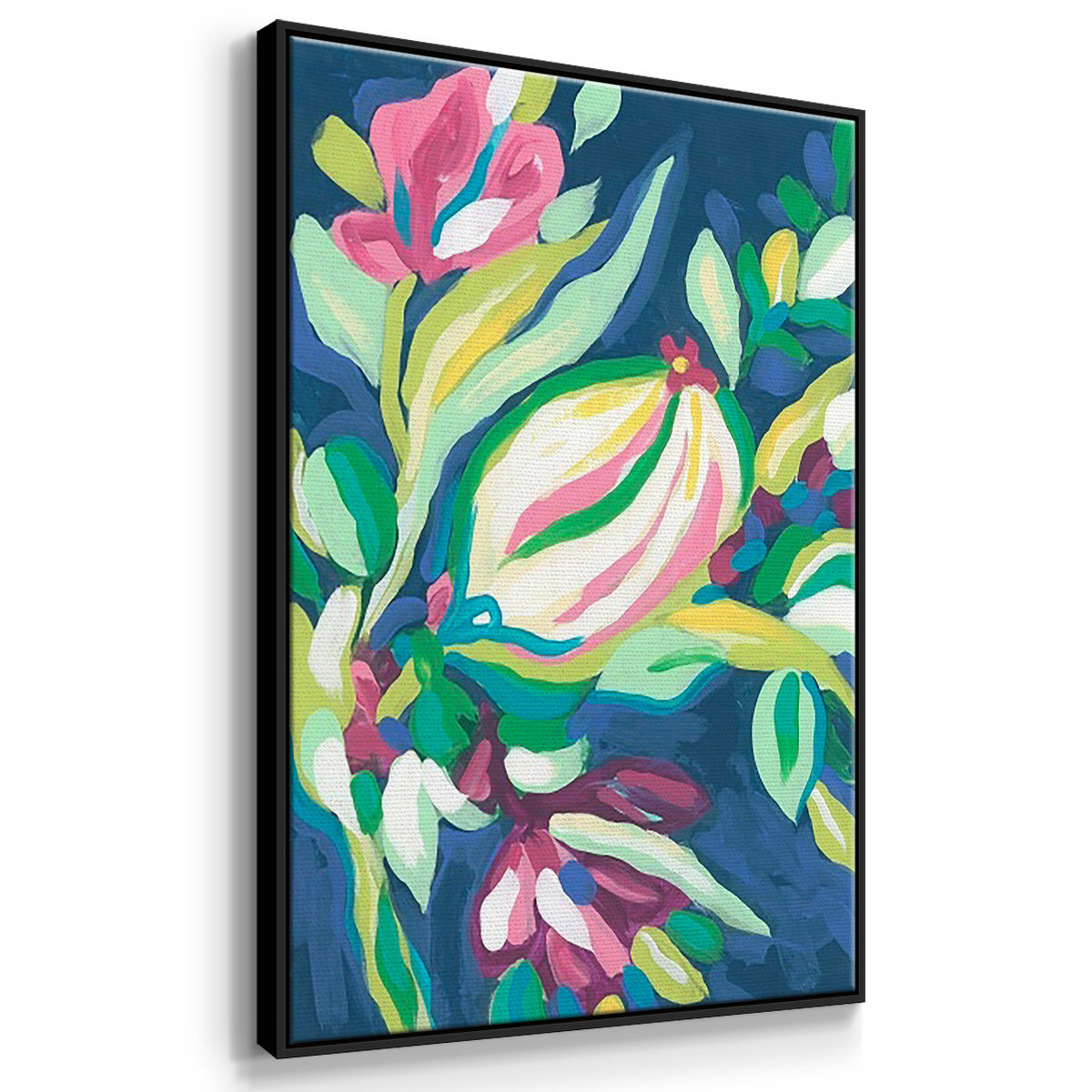 Blue Tropics I - Framed Premium Gallery Wrapped Canvas L Frame 3 Piece Set - Ready to Hang