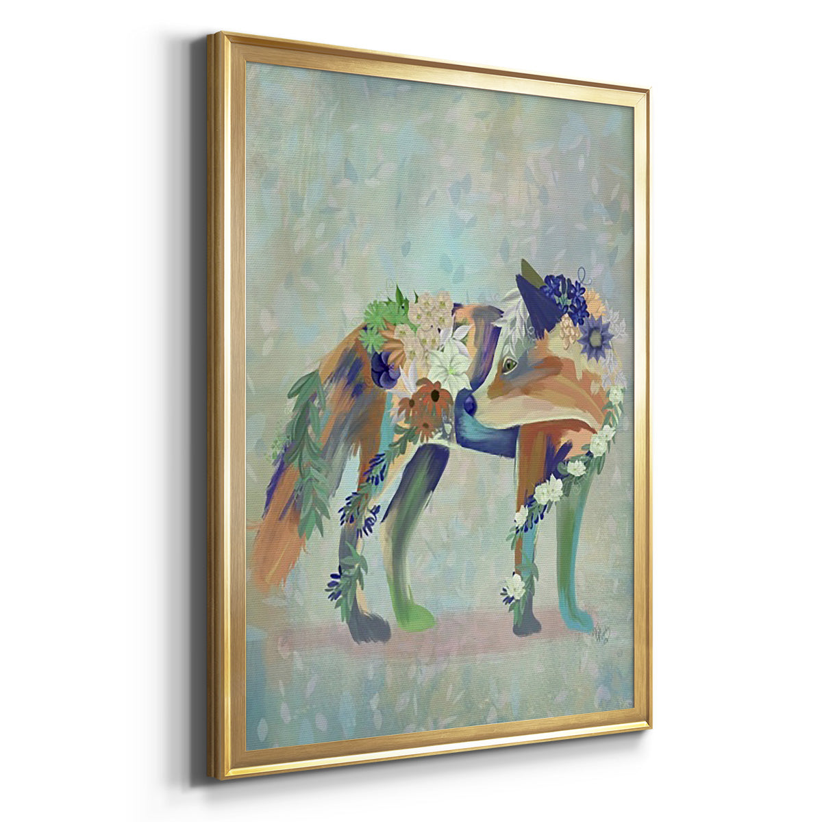 Fantastic Florals Fox, Standing - Modern Framed Canvas Print