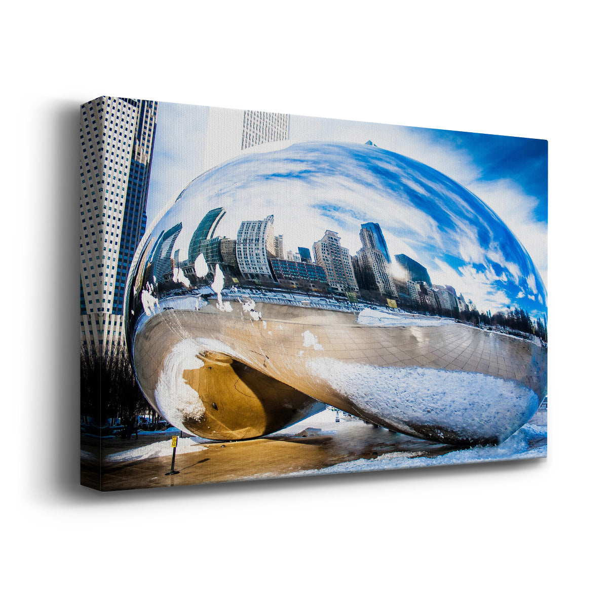 Chicago City Reflection in Cloud Gate - Canvas Art Print