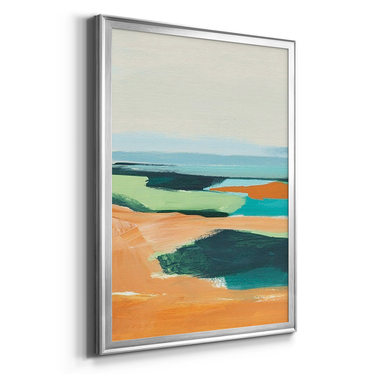 Aqua and Orange II - Modern Framed Canvas Print