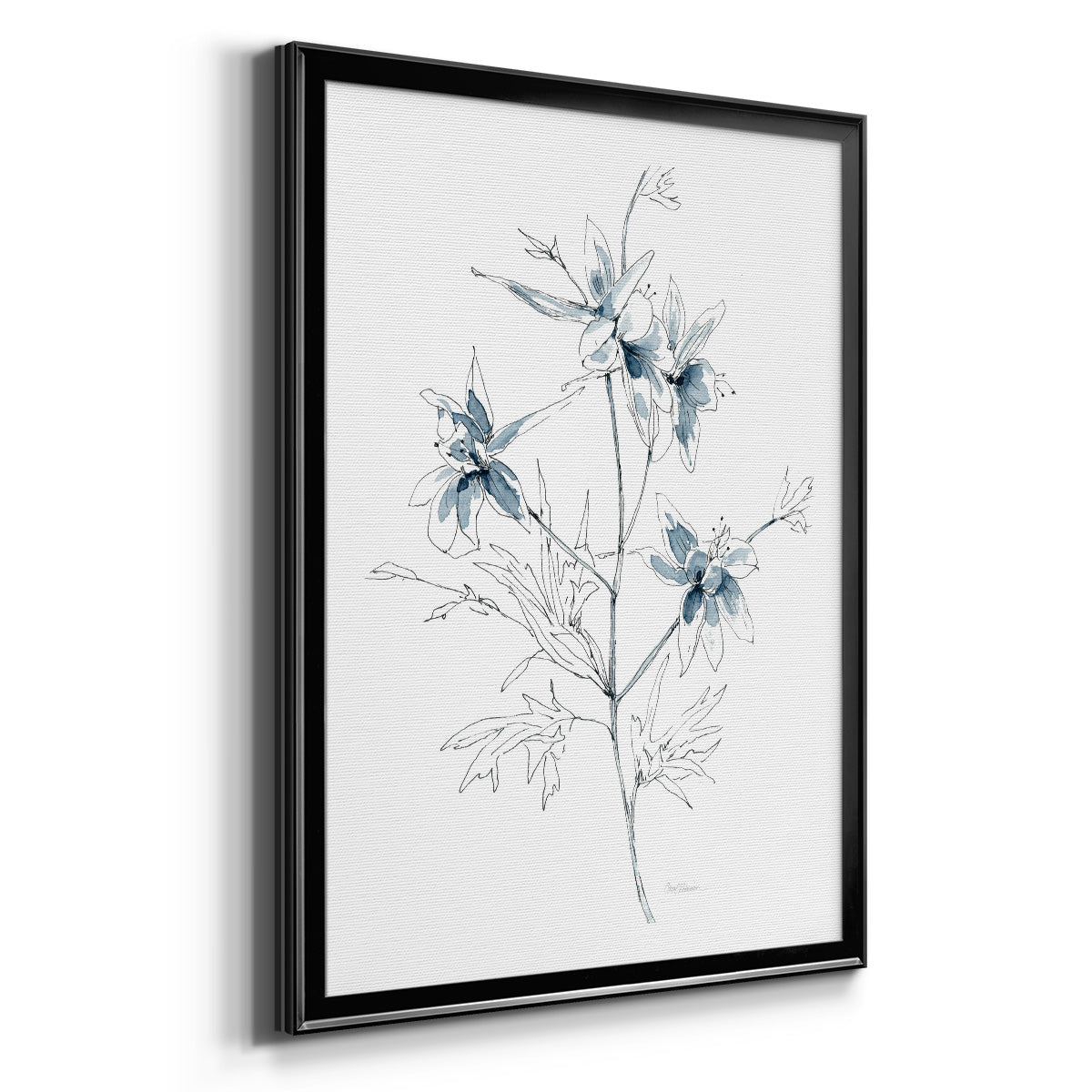 Indigo Sketch II - Modern Framed Canvas Print