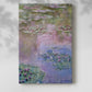 Canvas art print of a tranquil pond with soft reflections and layered color with a soft shadow on a white background.