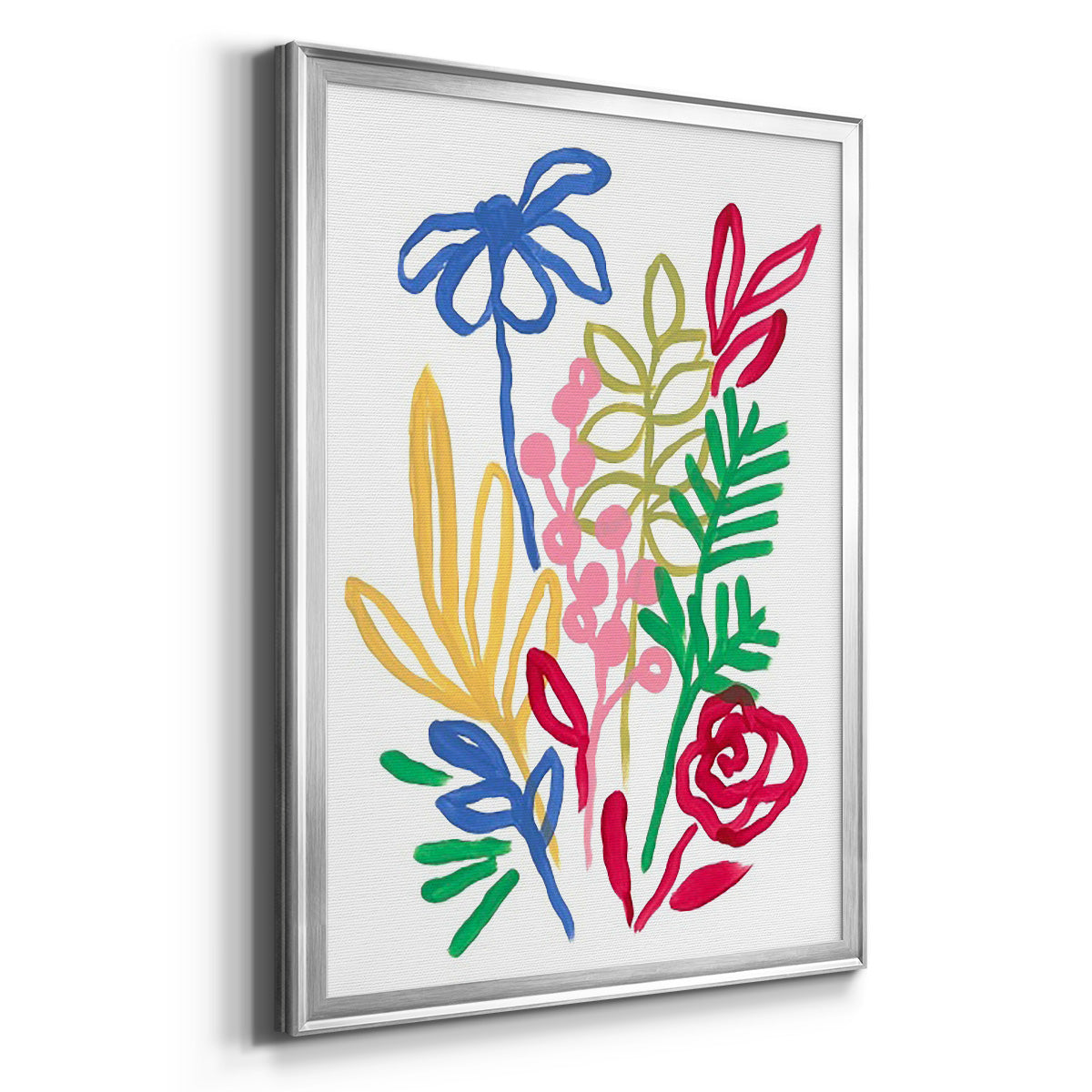 Bold Brushstroke Blooms I - Modern Framed Canvas Print