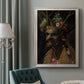 Surreal allegorical portrait representing the four seasons by Giuseppe Arcimboldo in an ornate champagne frame displayed in a neutral interior setting.