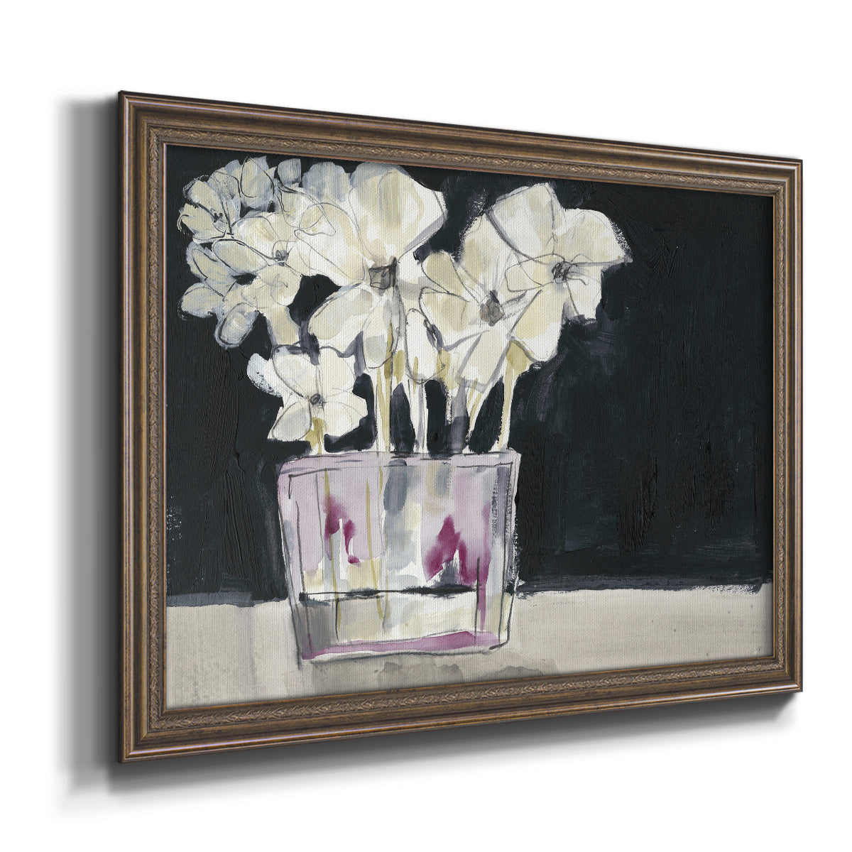 White Flowers in Fuchsia II Premium Framed Canvas- Ready to Hang