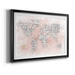 Pink Cheetah Map - Modern Framed Art Print