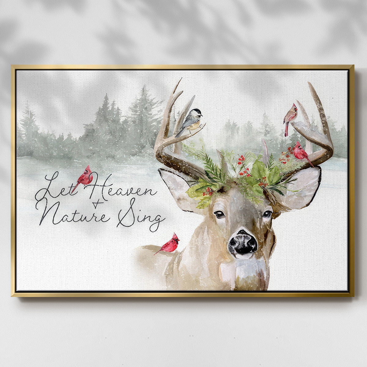 Holiday Deer Collection A - Floater Framed Canvas Print