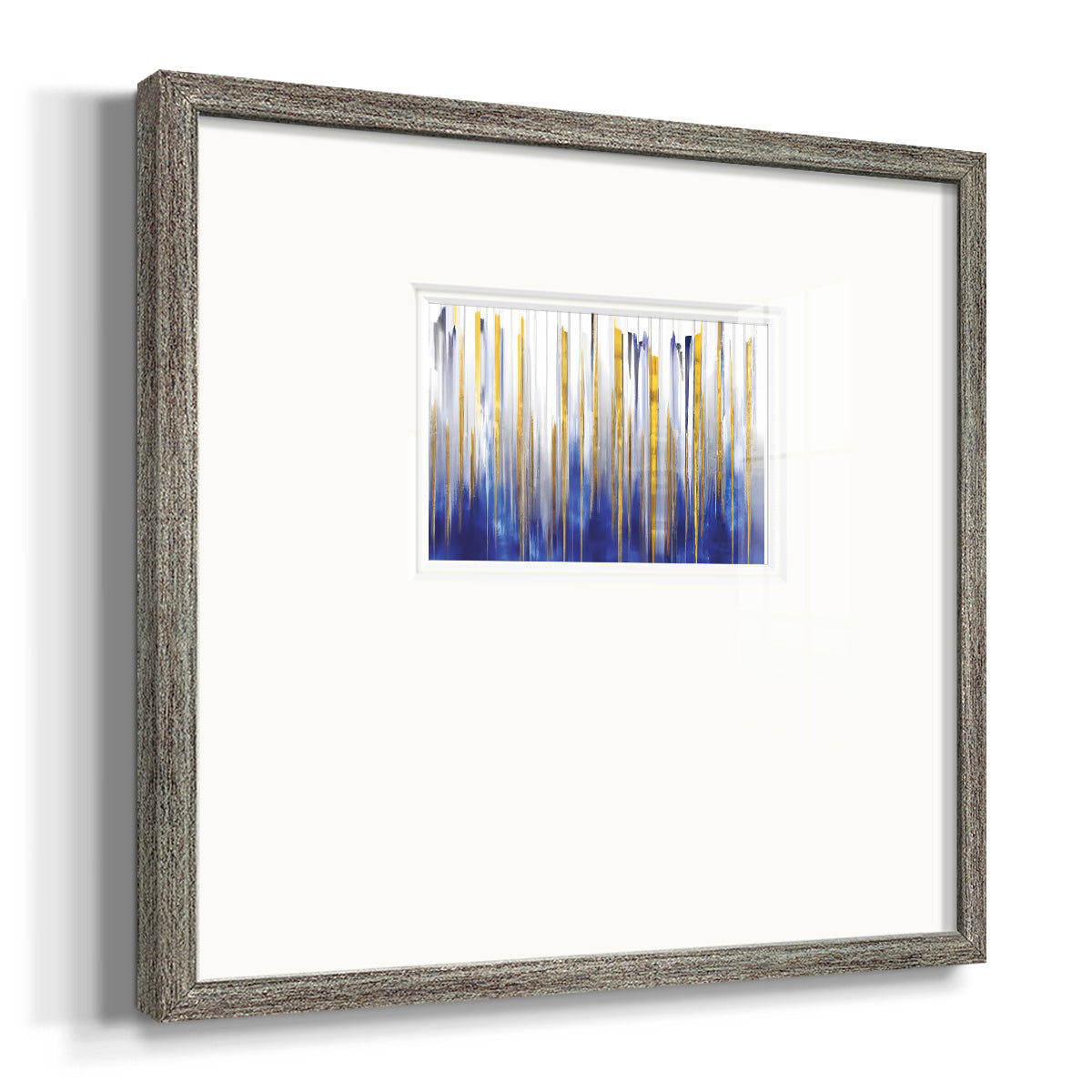 Blue and Gold Abstract V - Double Matboard Framed Print