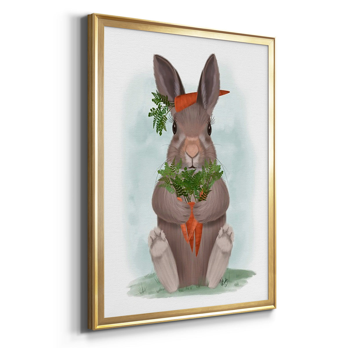 Rabbit Carrot Hug - Modern Framed Canvas Print