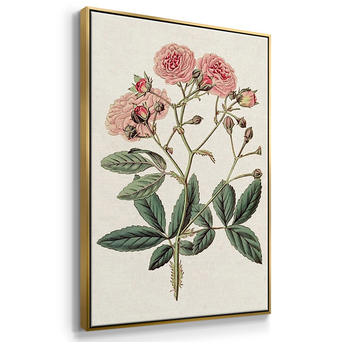 Pink Floral Mix IV - Framed Premium Gallery Wrapped Canvas L Frame 3 Piece Set - Ready to Hang