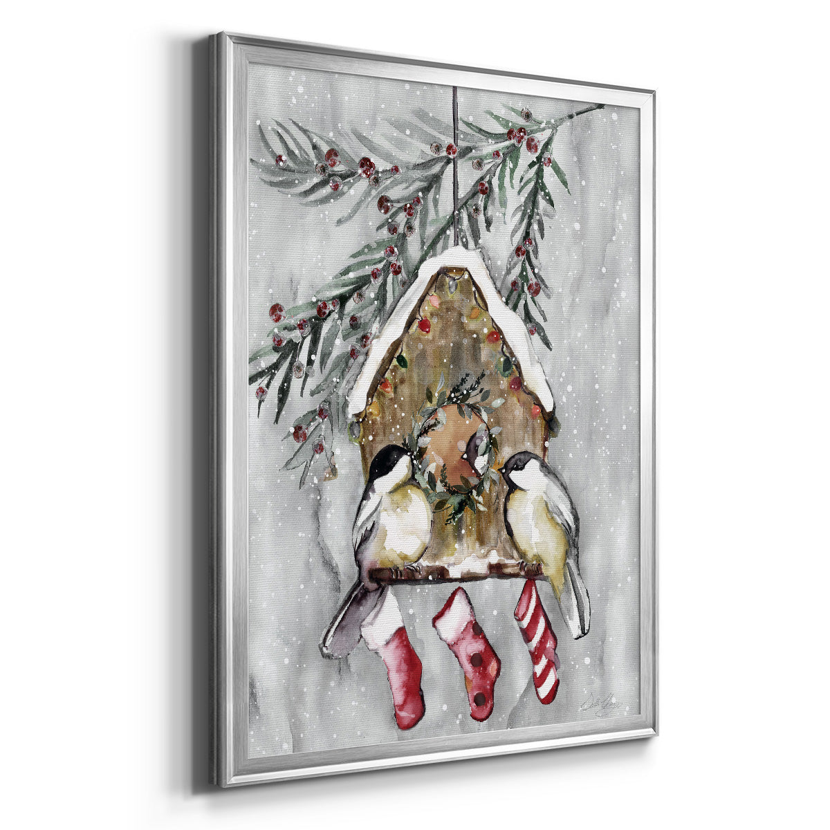 Winter Birds - Modern Framed Canvas Print