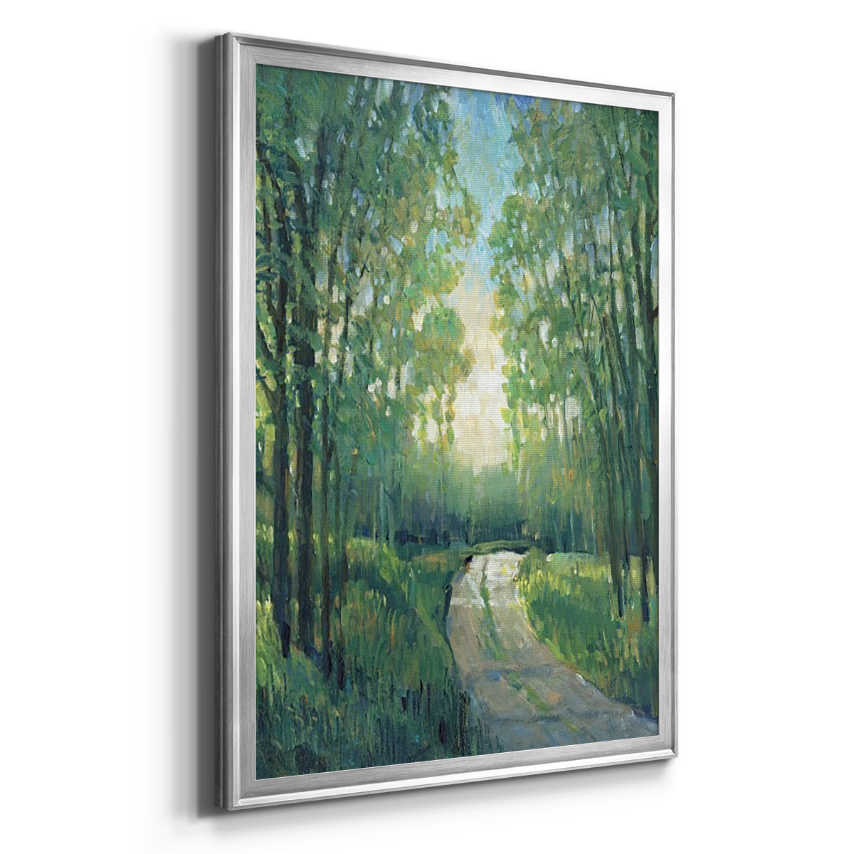 Golden Light Pathways II - Modern Framed Canvas Print