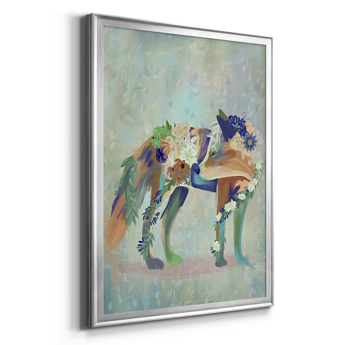 Fantastic Florals Fox, Standing - Modern Framed Canvas Print