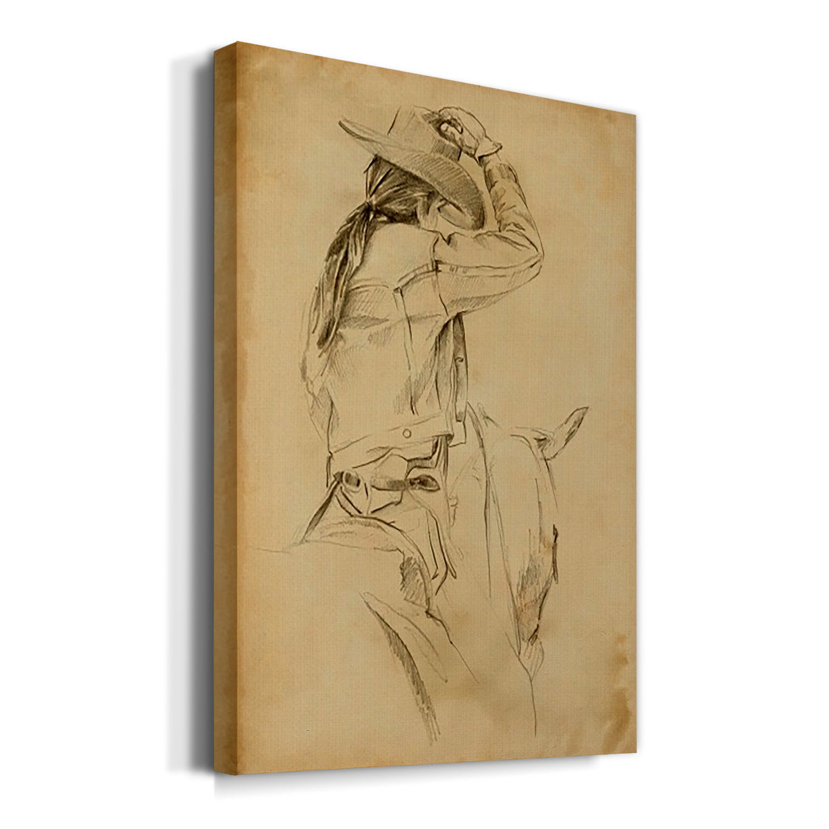 Cowgirl on Horseback II Premium Gallery Wrapped Canvas - Ready to Hang