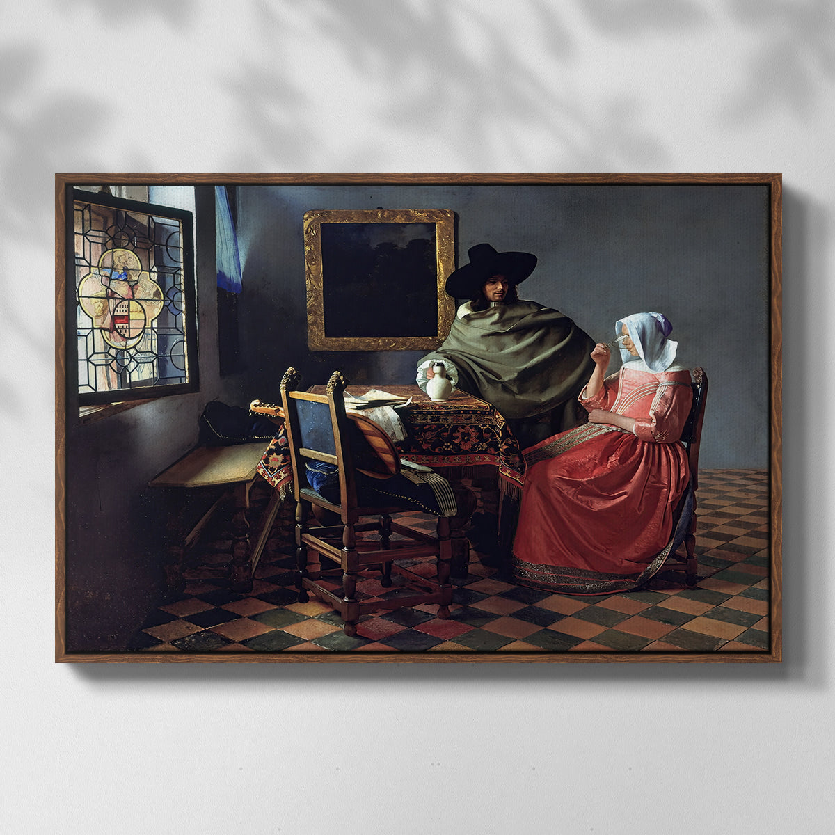 The Glass of Wine, c. 1660 - Floater Framed Canvas Print