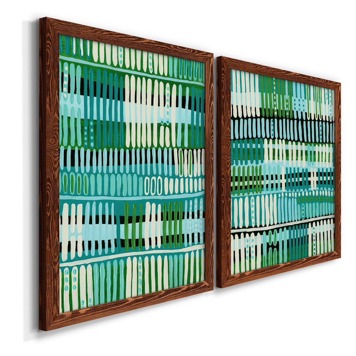 Teal Pattern I - Premium Framed Canvas 2 Piece Set - Ready to Hang