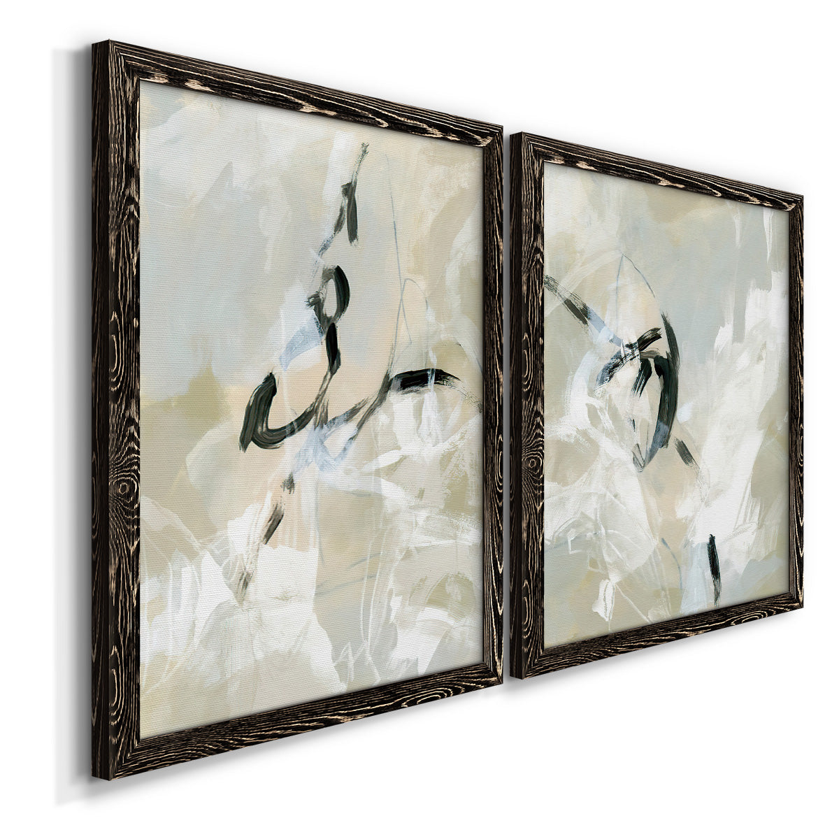 Scribble Veil I - Premium Framed Canvas 2 Piece Set - Ready to Hang