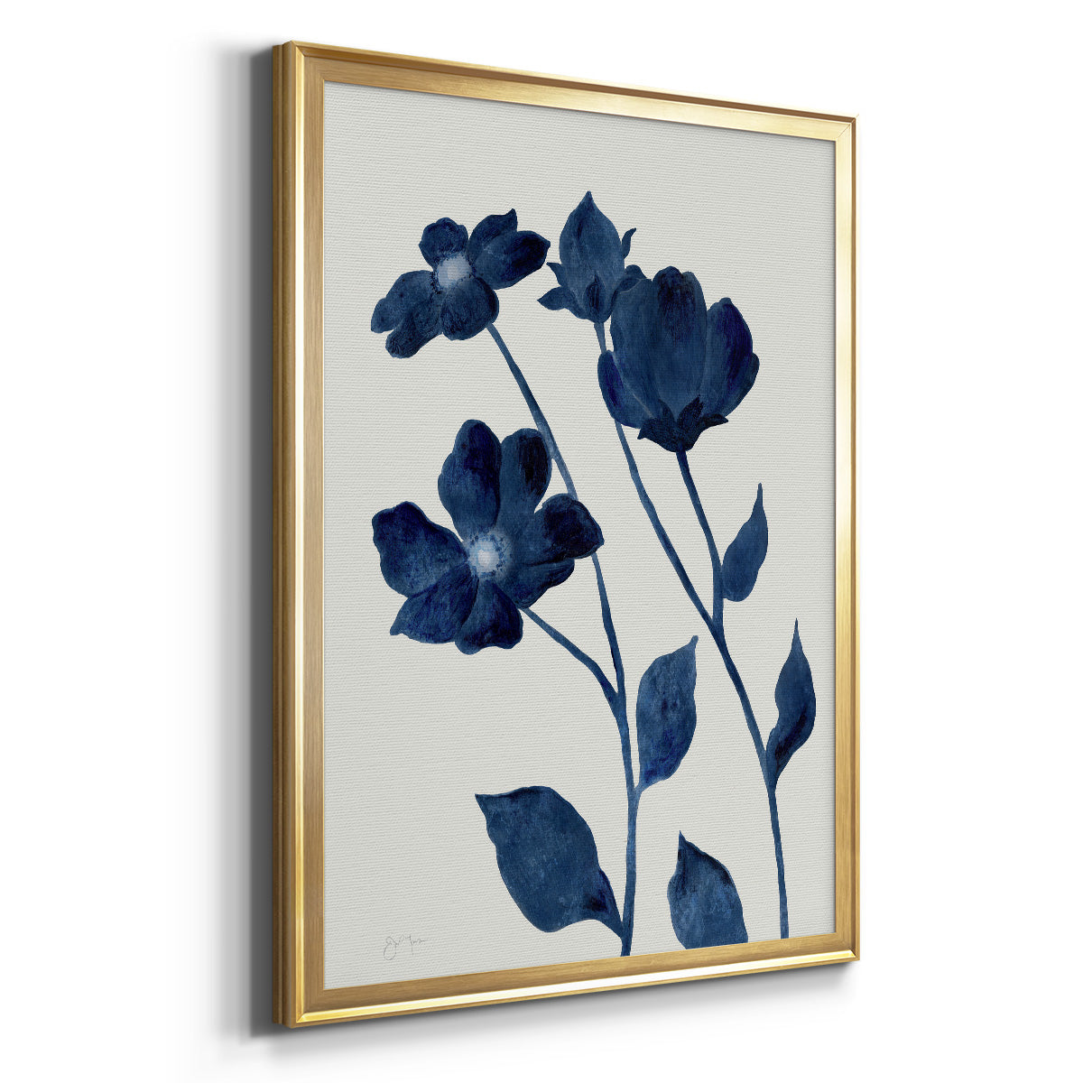 Indigo Bloom I - Modern Framed Canvas Print