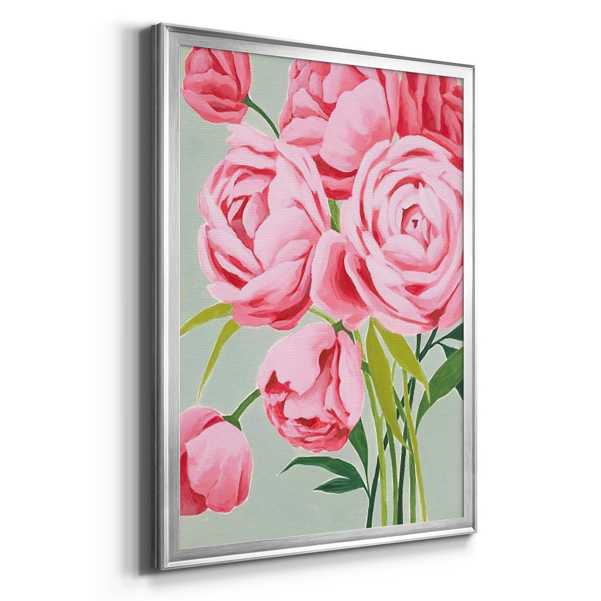 This Year's Peonies I - Modern Framed Canvas Print